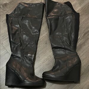Torrid Black Wedge Heeled Boots